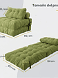 Silla Sofá Cama 190x85cm Puff Plegable Acolchada Hogar Verde - Miniatura 2