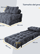 Silla Sofá Cama 190x85cm Puff Plegable Acolchada Hogar Gris - Miniatura 2