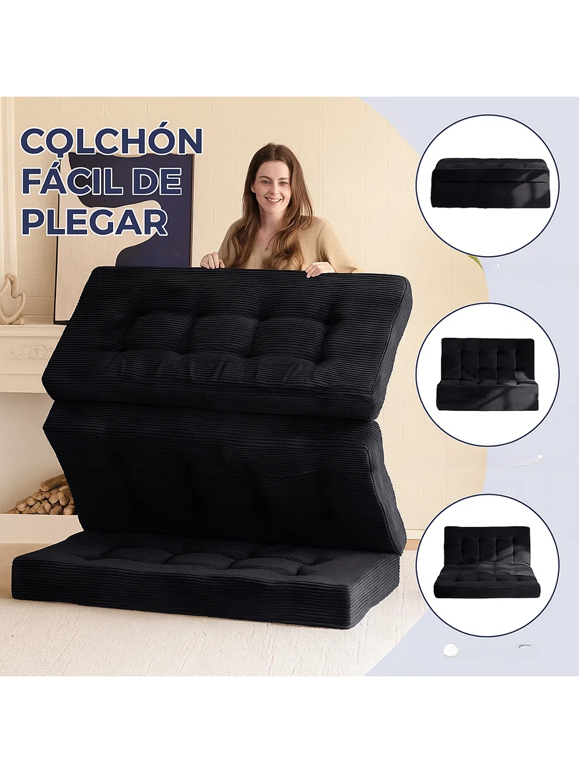 Colchon De Suelo Sofa Colchoneta Plegable De Tres Piezas 6