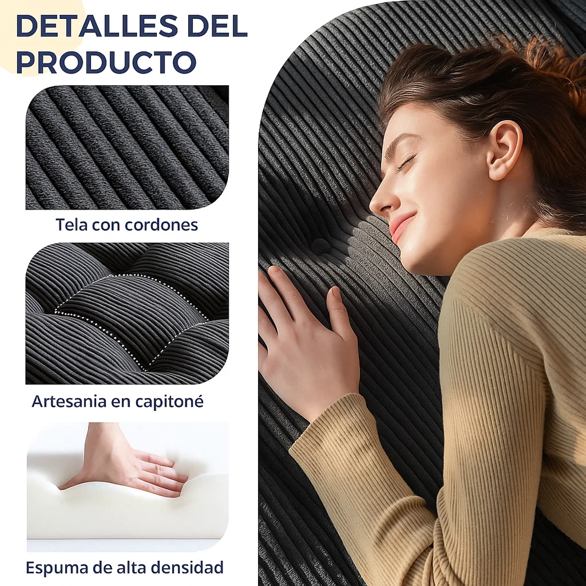 Colchon De Suelo Sofa Colchoneta Plegable De Tres Piezas 5