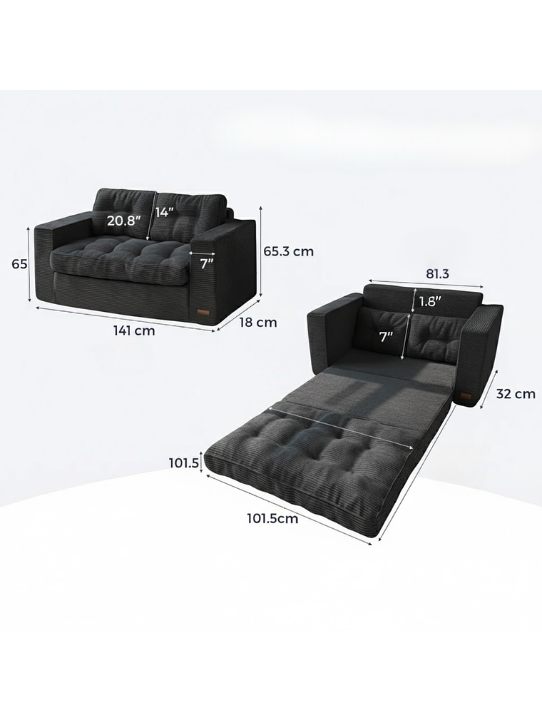 Sofa Cama 2 en 1 Convertible Plegable Espuma Densa 7