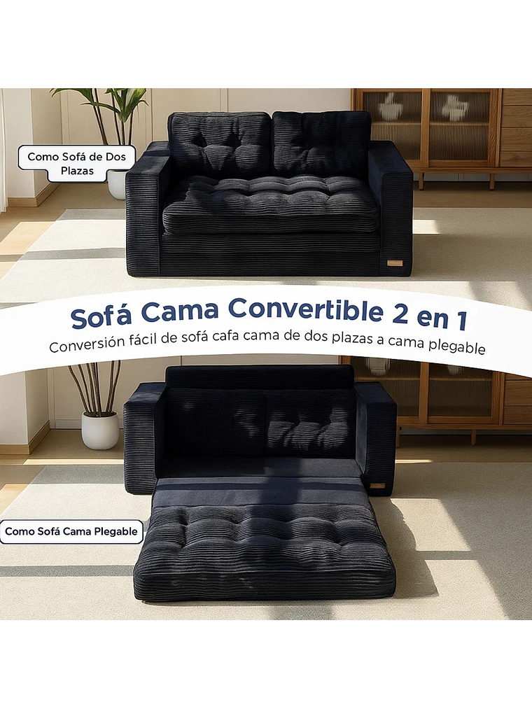 Sofa Cama 2 en 1 Convertible Plegable Espuma Densa 8