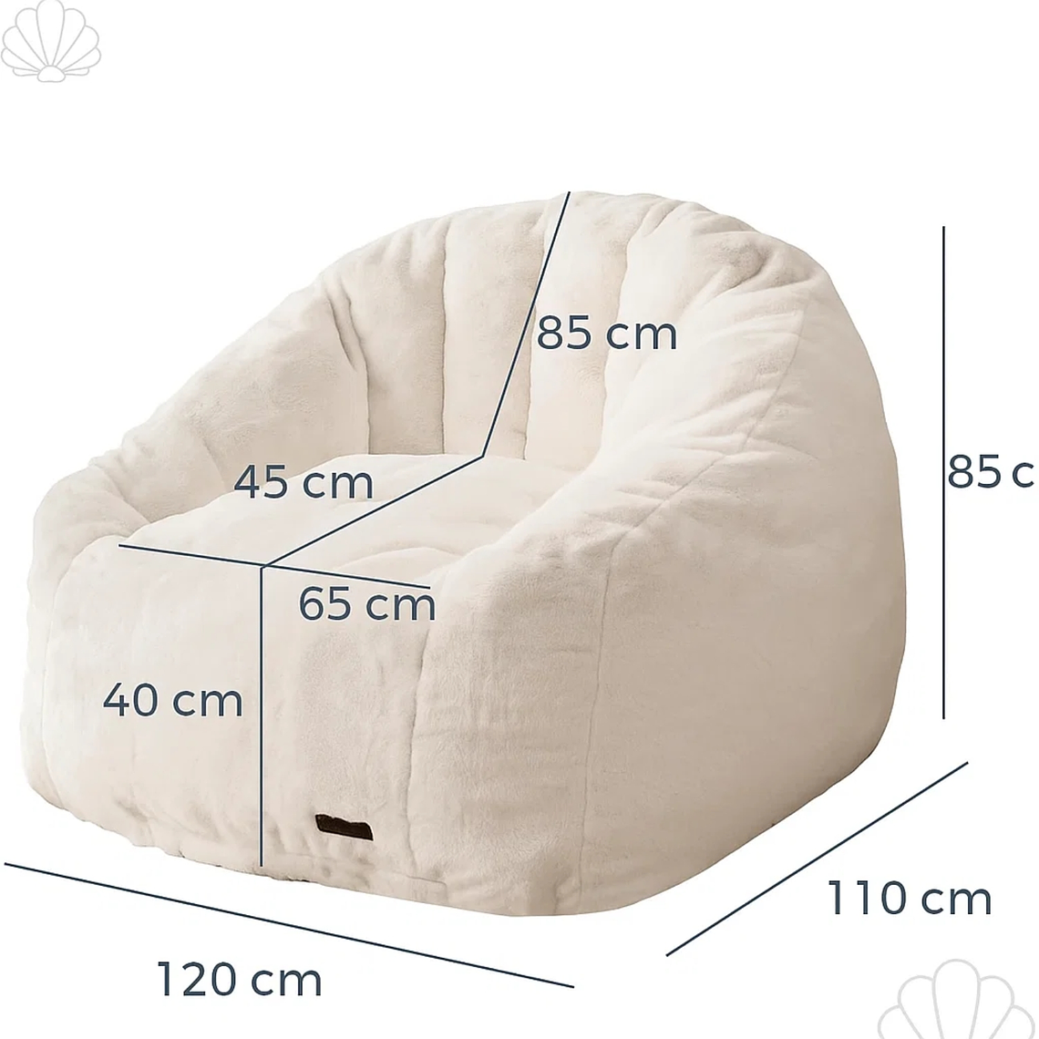 Sofá Puff 84x119cm Con Respaldo Espuma Cómodo Acolchable 2