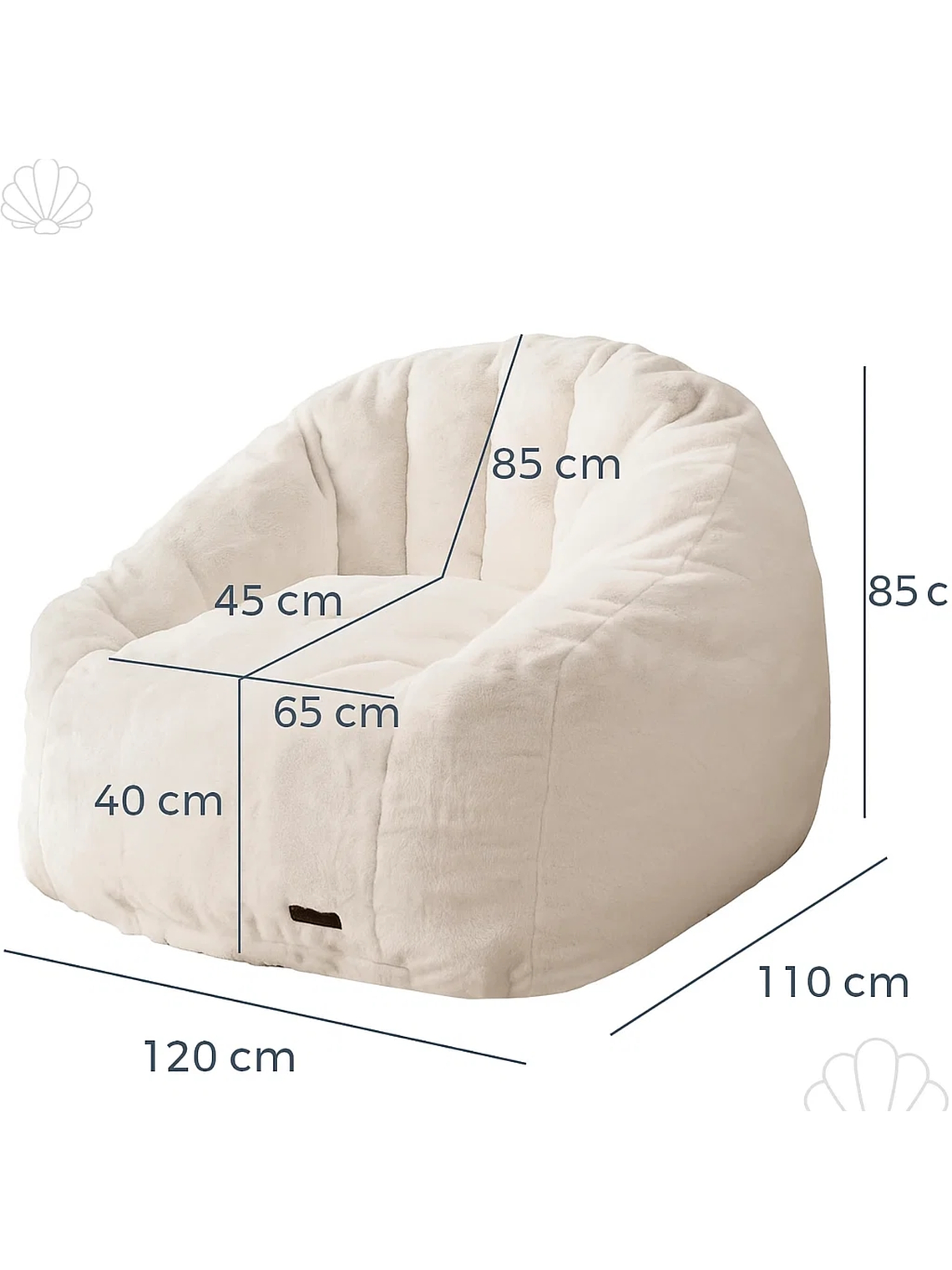 Sofá Puff 84x119cm Con Respaldo Espuma Cómodo Acolchable 2