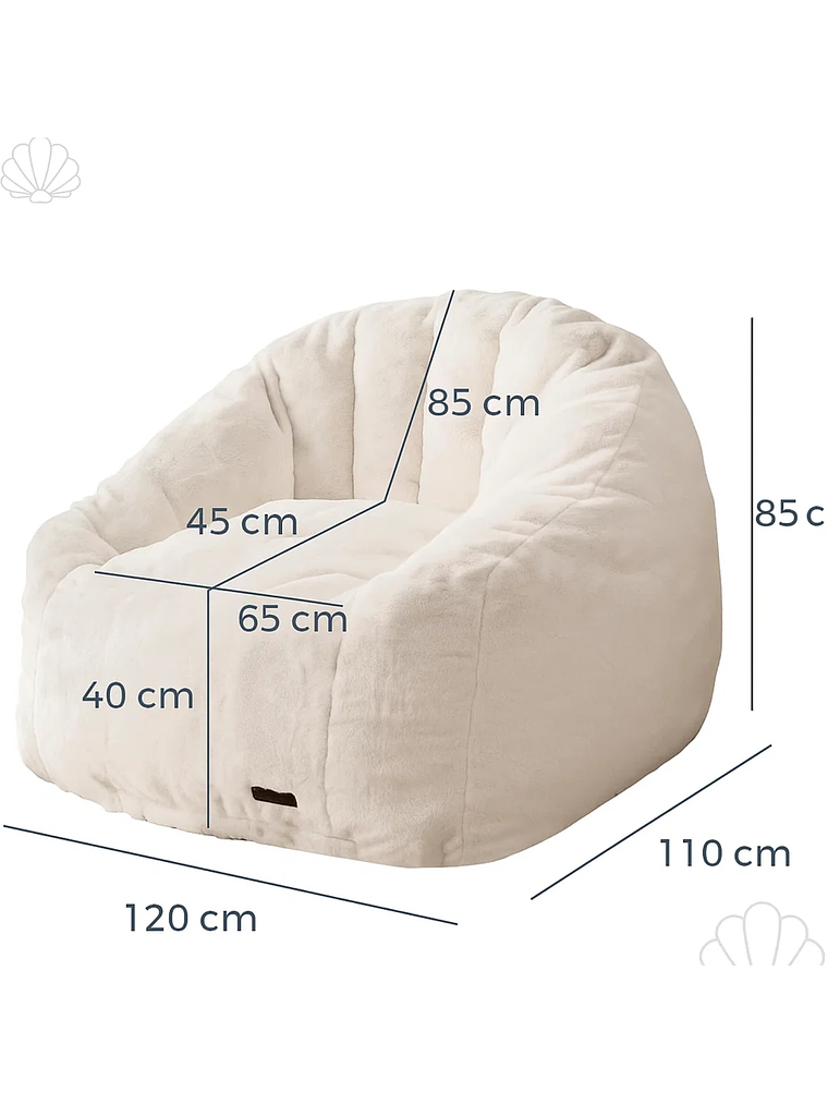 Sofá Puff 84x119cm Con Respaldo Espuma Cómodo Acolchable 2