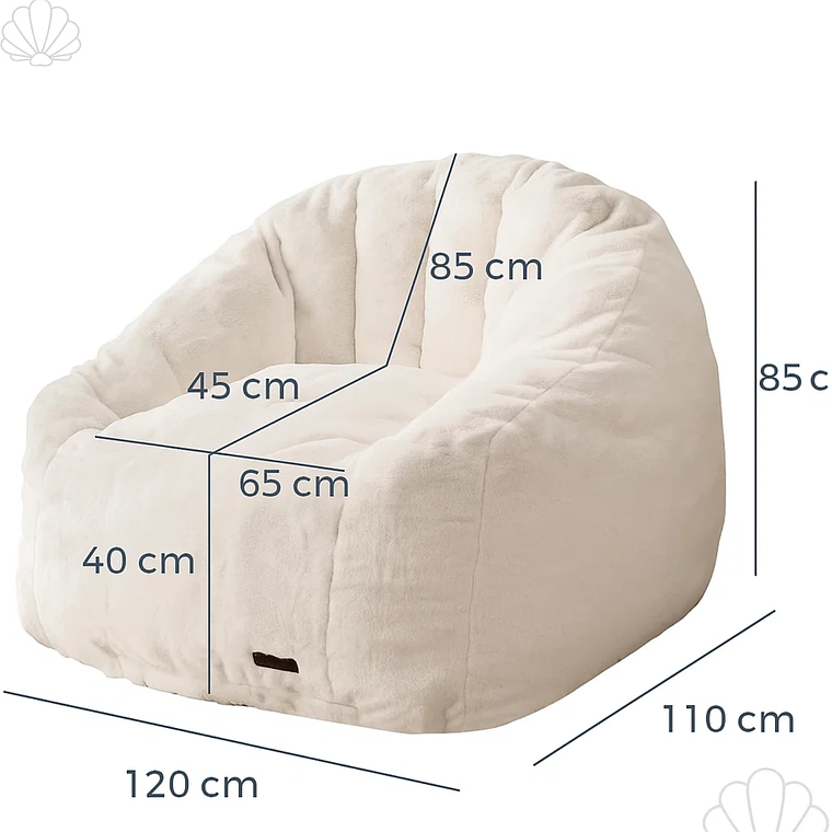 Sofá Puff 84x119cm Con Respaldo Espuma Cómodo Acolchable 2