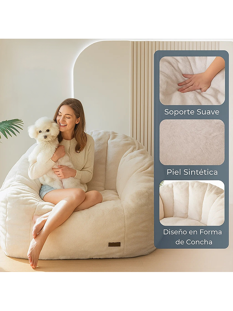 Sofá Puff 84x119cm Con Respaldo Espuma Cómodo Acolchable 4