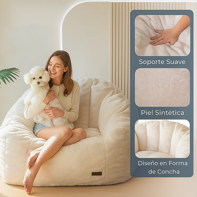 Sofá Puff 84x119cm Con Respaldo Espuma Cómodo Acolchable 4