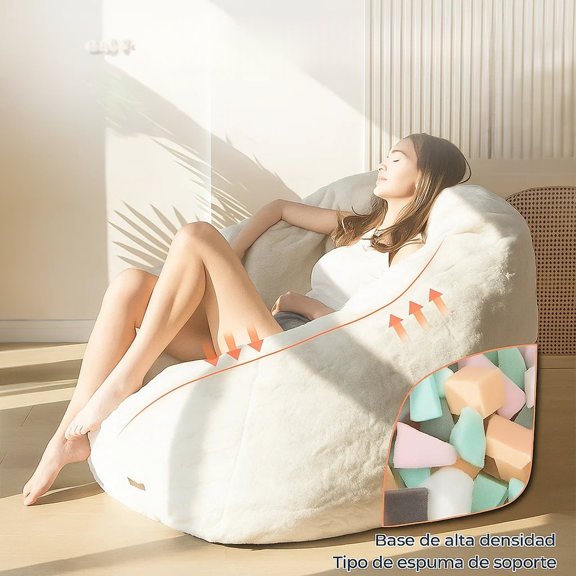 Sofá Puff 84x119cm Con Respaldo Espuma Cómodo Acolchable 5