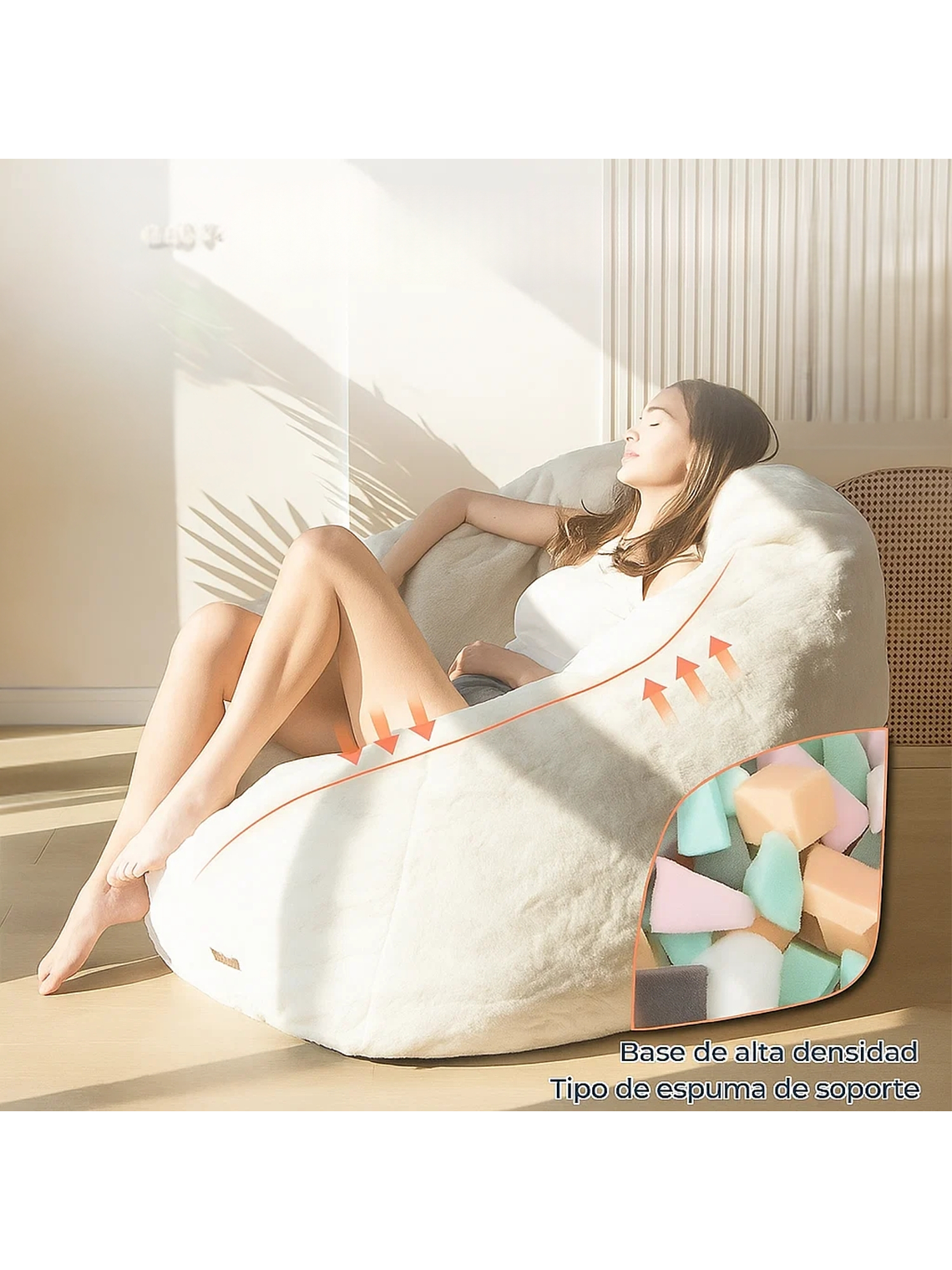 Sofá Puff 84x119cm Con Respaldo Espuma Cómodo Acolchable 5