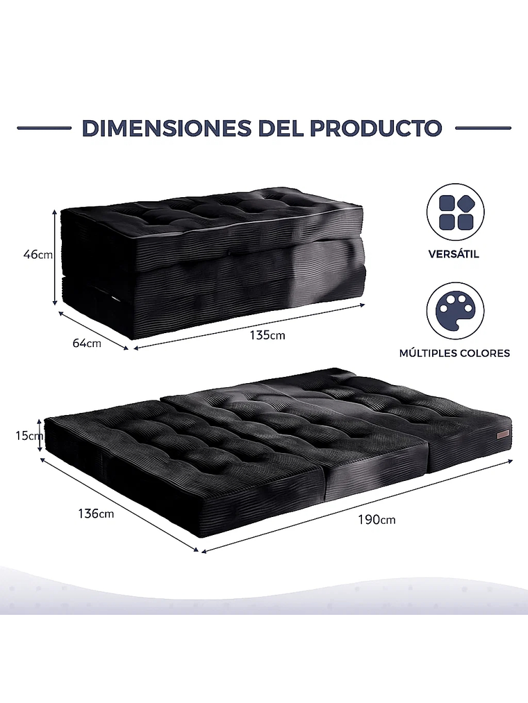 Colchon De Suelo Sofa Colchoneta Plegable De Tres Piezas 2