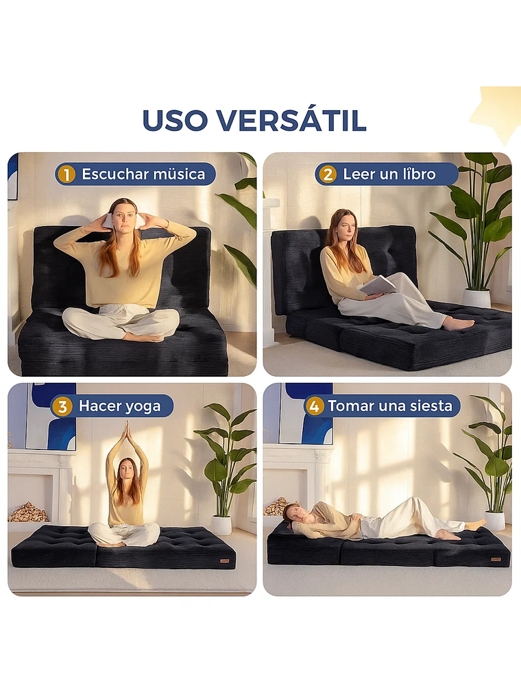 Colchon De Suelo Sofa Colchoneta Plegable De Tres Piezas 3