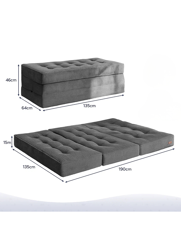 Colchon De Suelo Sofa Colchoneta Plegable De Tres Piezas 6