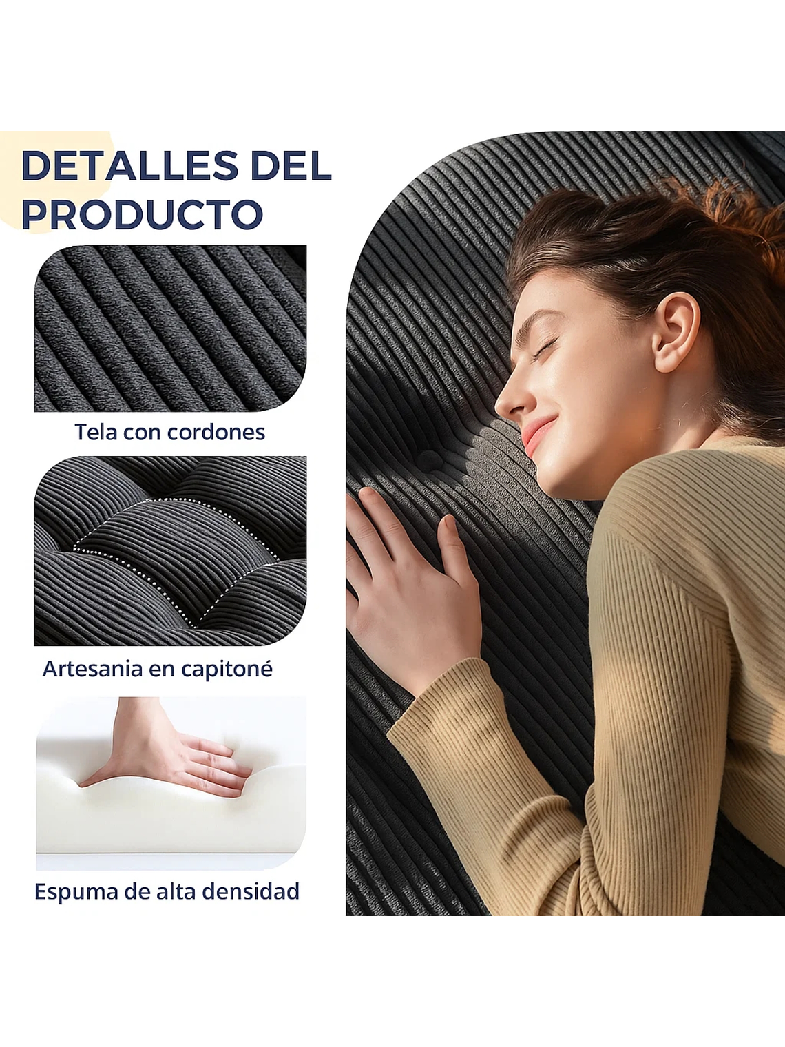 Colchon De Suelo Sofa Colchoneta Plegable De Tres Piezas 7