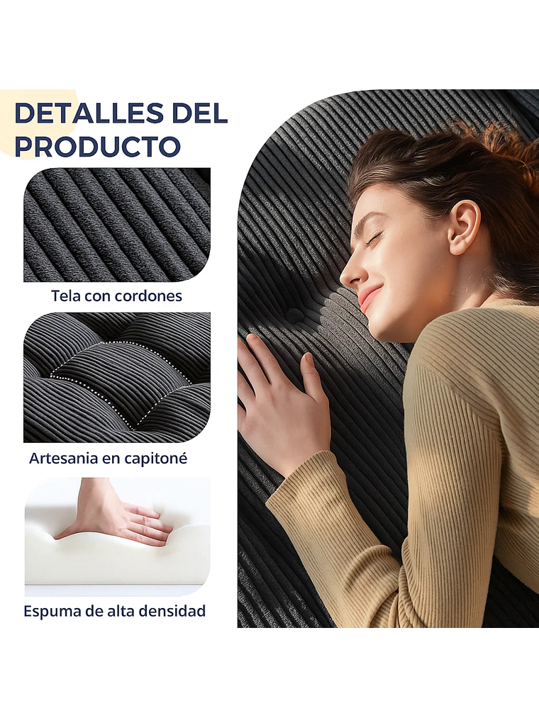 Colchon De Suelo Sofa Colchoneta Plegable De Tres Piezas 7