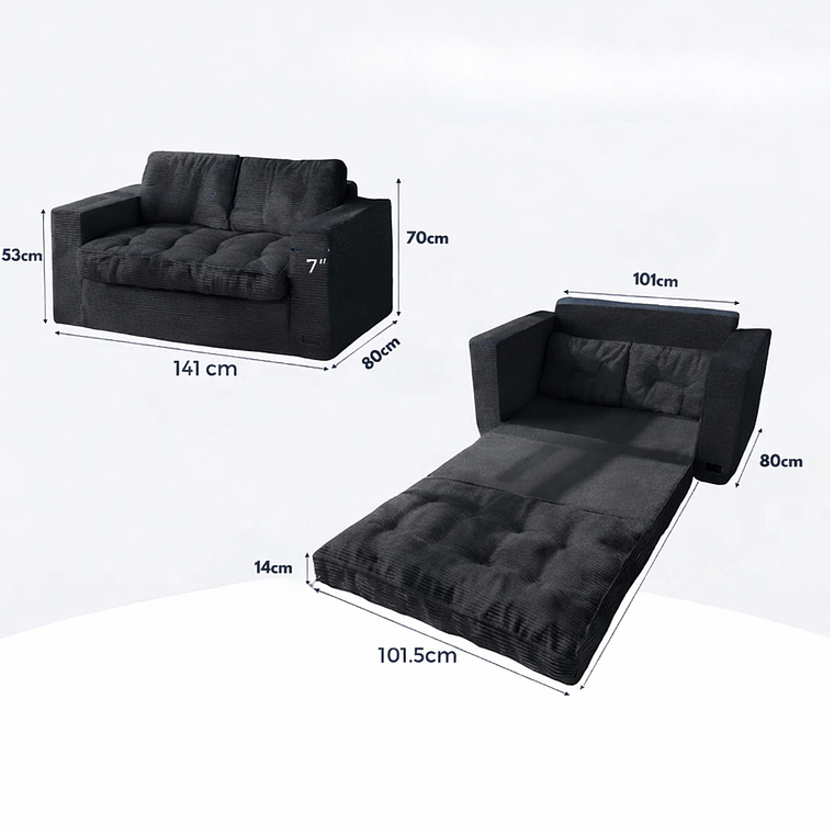 Sofa Cama 2 en 1 Convertible Plegable Espuma Densa 8