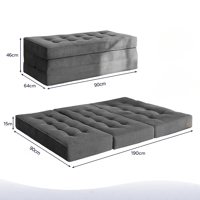 Colchon De Suelo Sofa Colchoneta Plegable De Tres Piezas 8