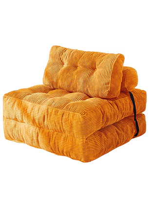 Silla Sofá Cama 155x81cm Puff Plegable Acolchada Hogar Naranja (Reacondicionado)