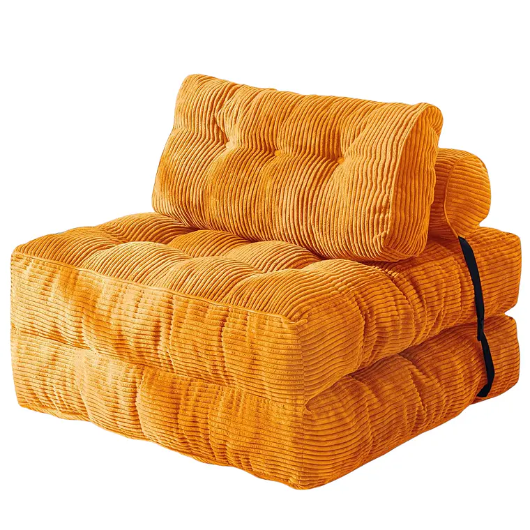 Silla Sofá Cama 155x81cm Puff Plegable Acolchada Hogar Naranja (Reacondicionado) 1