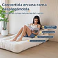 Silla Sofá Cama 155x81cm Puff Plegable Acolchada Hogar Beige (Reacondicionado) - Miniatura 3