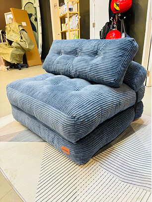 Silla Sofá Cama 155x81cm Puff Plegable Acolchada Hogar Azul (Recondicionado)