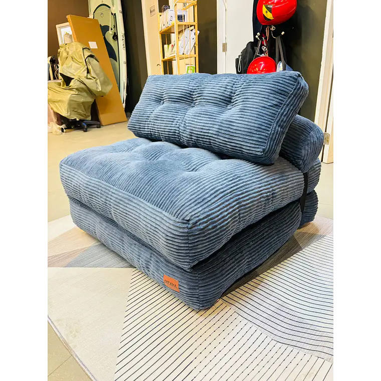 Silla Sofá Cama 155x81cm Puff Plegable Acolchada Hogar Azul (Recondicionado) 2