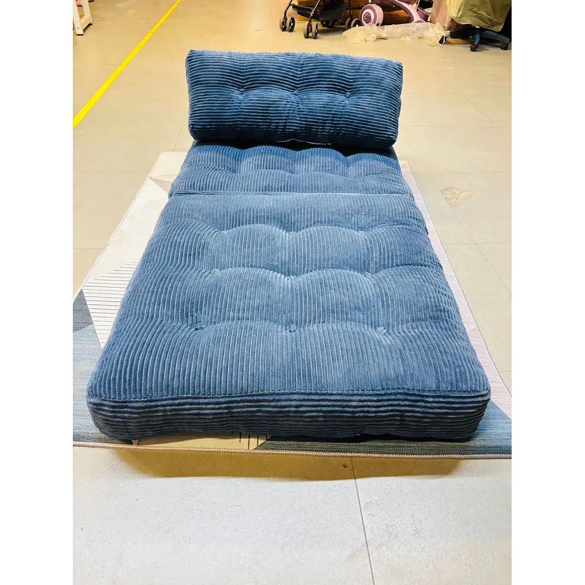 Silla Sofá Cama 155x81cm Puff Plegable Acolchada Hogar Azul (Recondicionado) 4