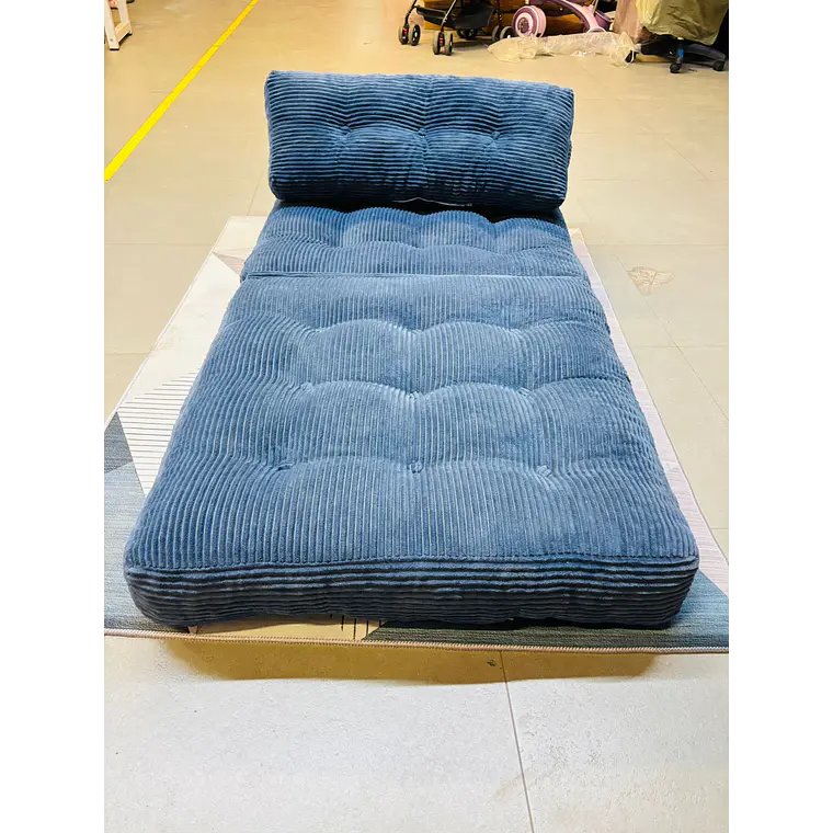 Silla Sofá Cama 155x81cm Puff Plegable Acolchada Hogar Azul (Recondicionado) 4