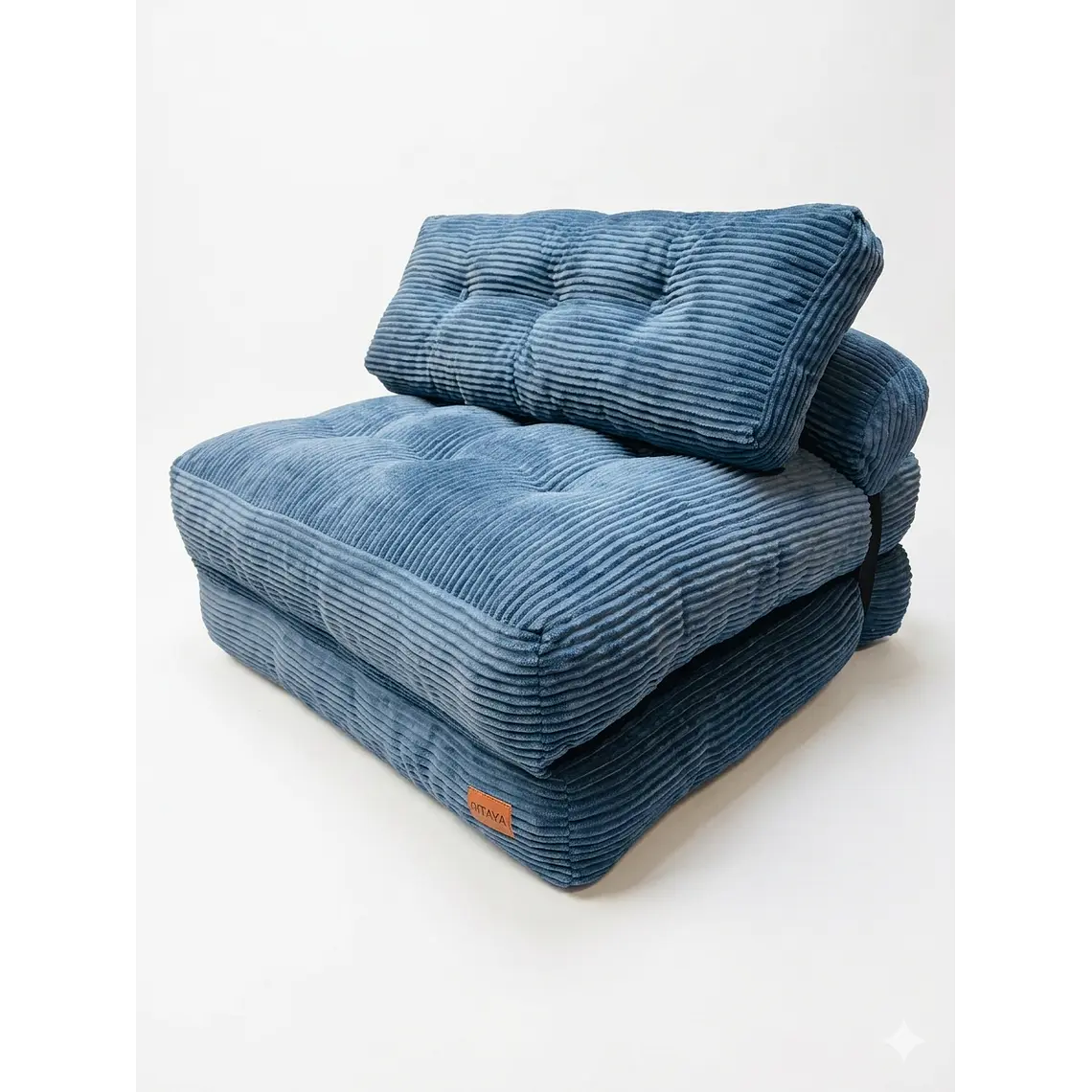 Silla Sofá Cama 155x81cm Puff Plegable Acolchada Hogar Azul (Recondicionado) 1