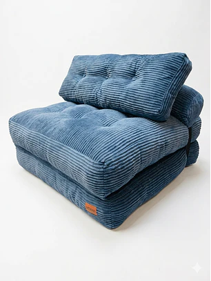 Silla Sofá Cama 155x81cm Puff Plegable Acolchada Hogar Azul (Recondicionado)