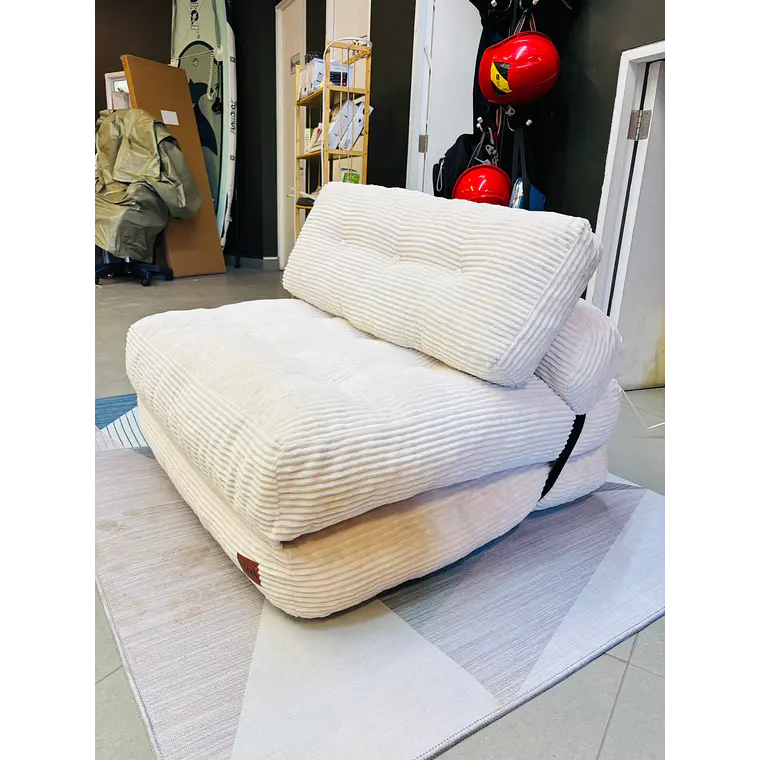 Silla Sofá Cama 155x81cm Puff Plegable Acolchada Hogar Beige (Reacondicionado) 8