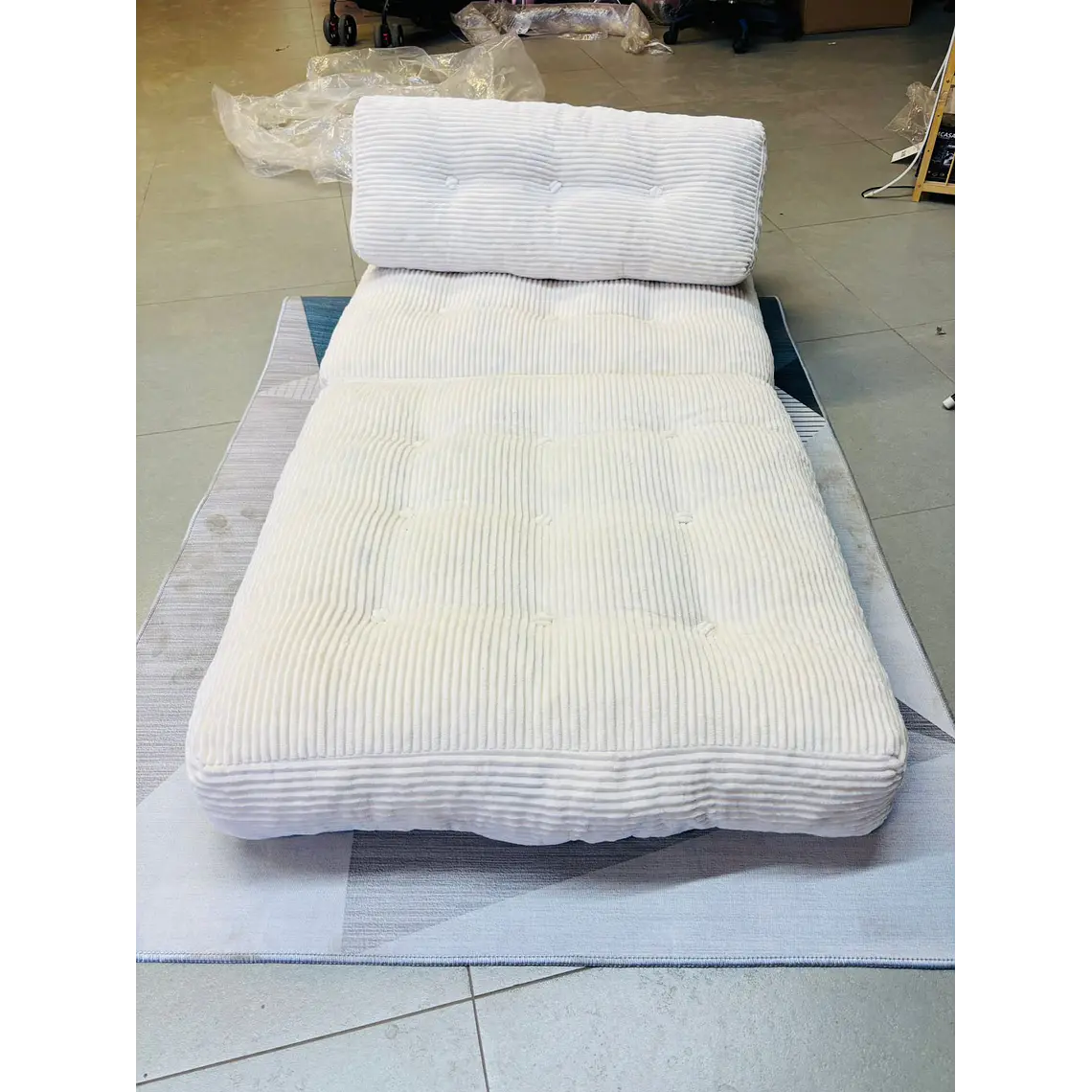 Silla Sofá Cama 155x81cm Puff Plegable Acolchada Hogar Beige (Reacondicionado) 9