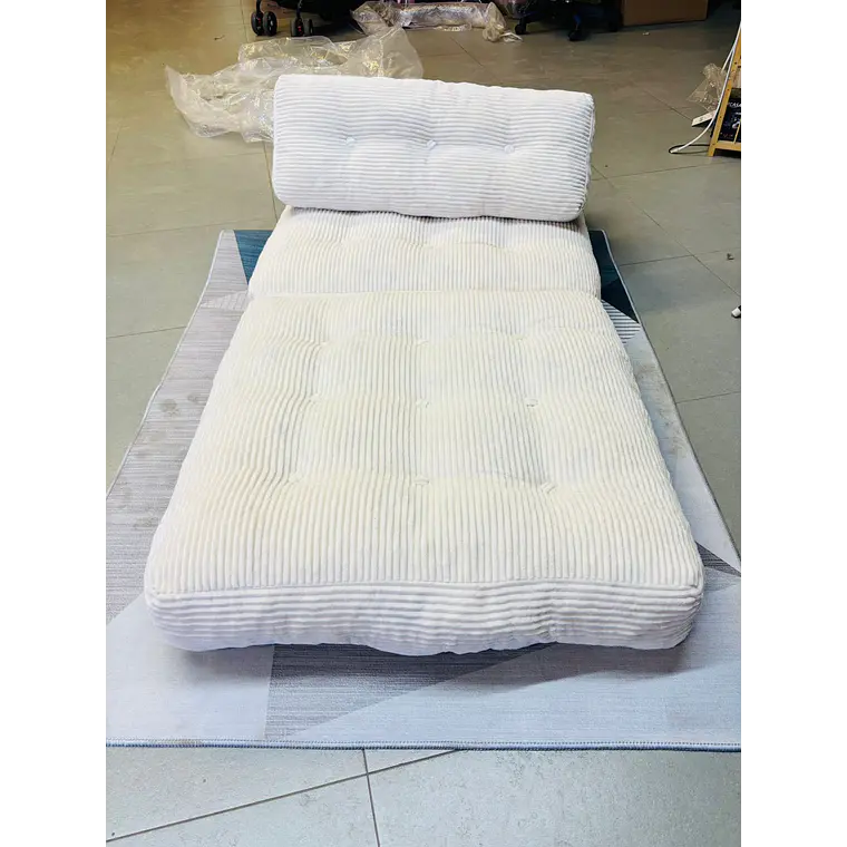 Silla Sofá Cama 155x81cm Puff Plegable Acolchada Hogar Beige (Reacondicionado) 9