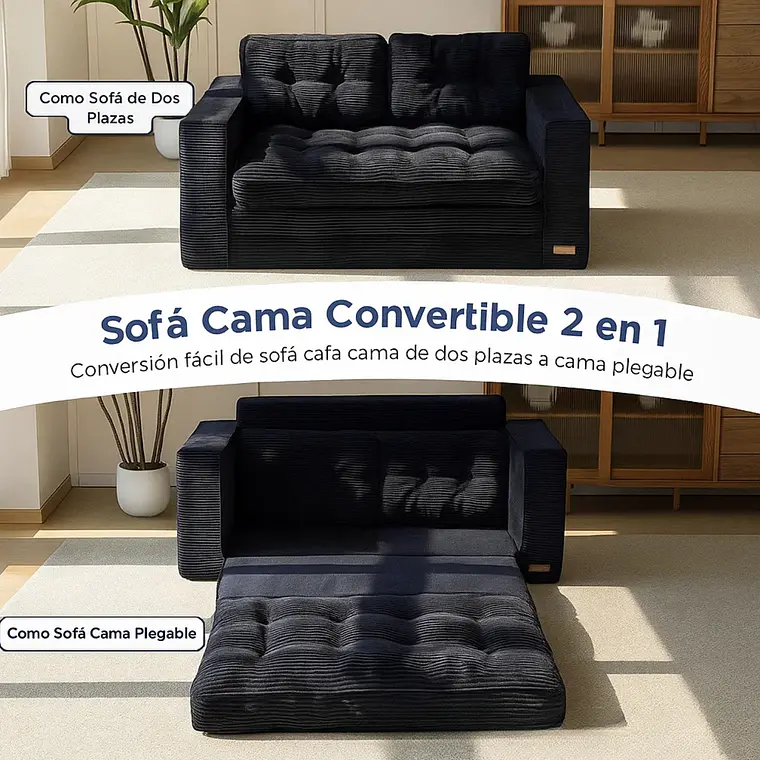 Sofa Cama 2 en 1 Convertible Plegable Espuma Densa 11