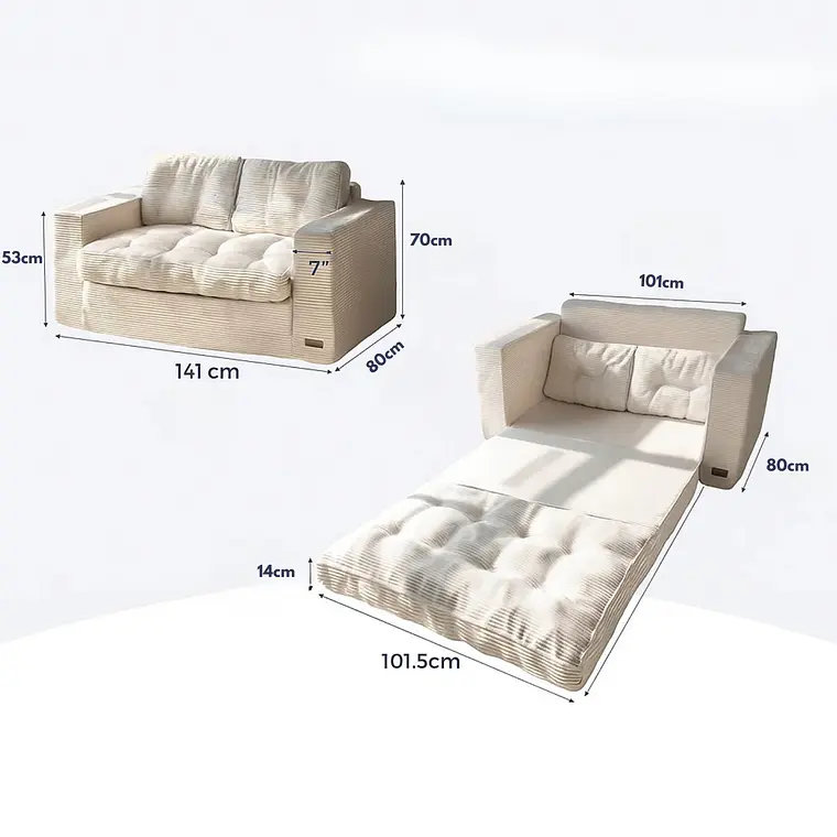 Sofa Cama 2 en 1 Convertible Plegable Espuma Densa 7