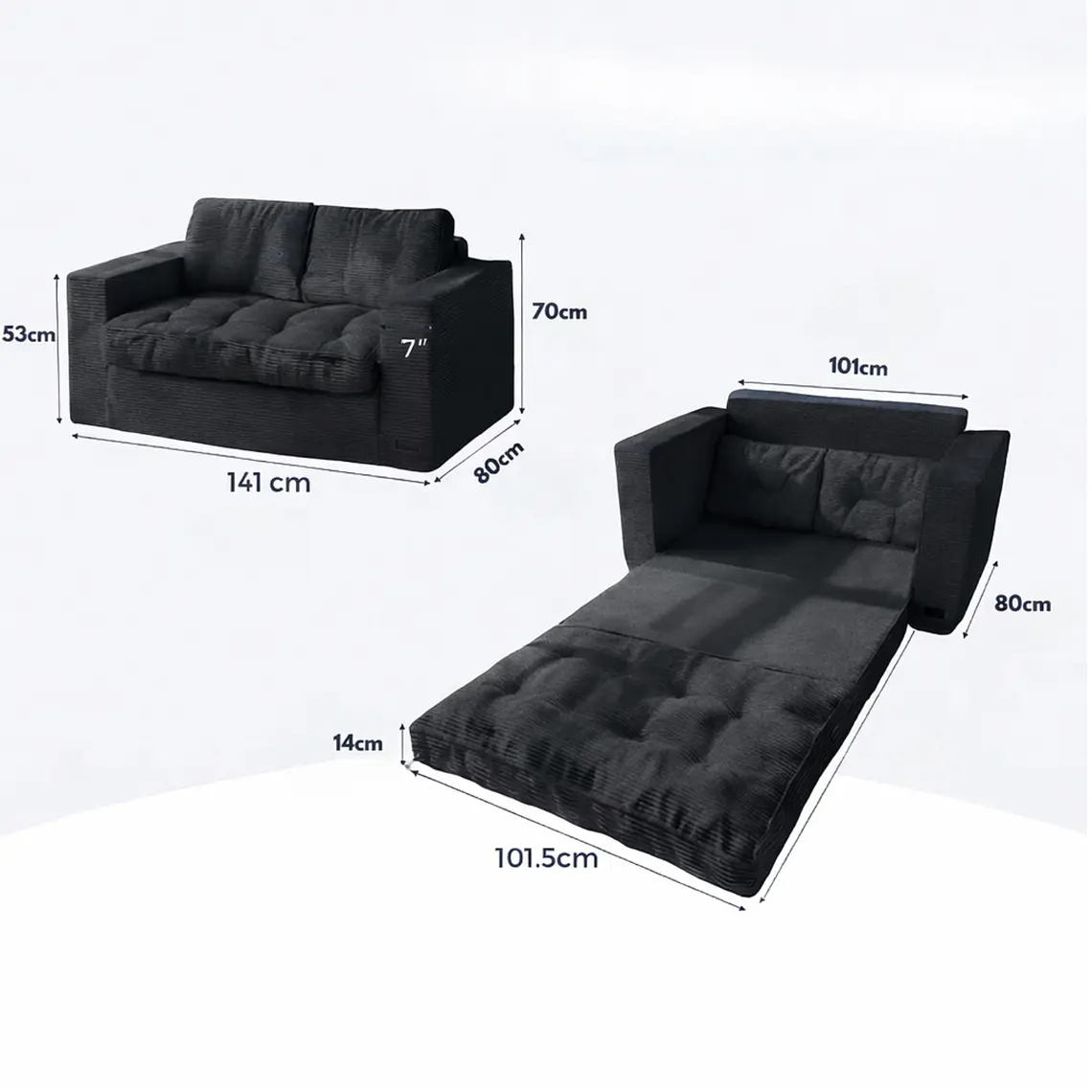Sofa Cama 2 en 1 Convertible Plegable Espuma Densa 13