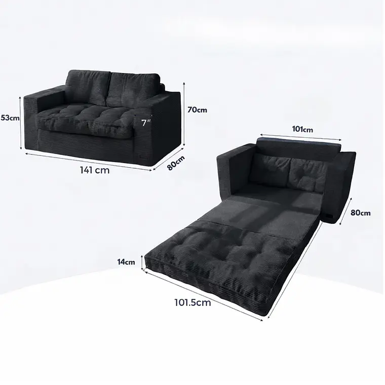 Sofa Cama 2 en 1 Convertible Plegable Espuma Densa 13