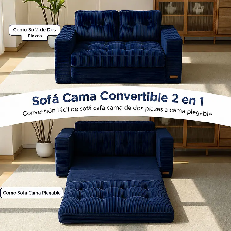 Sofa Cama 2 en 1 Convertible Plegable Espuma Densa 5