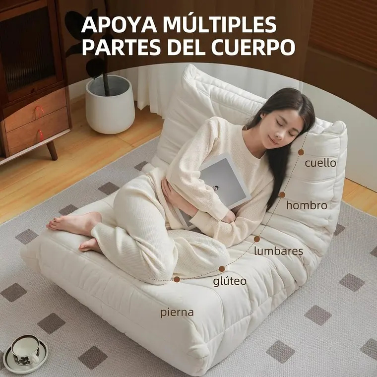 Silla De Piso Soporte Lumbar Sofá Tumbona Para Adultos 4