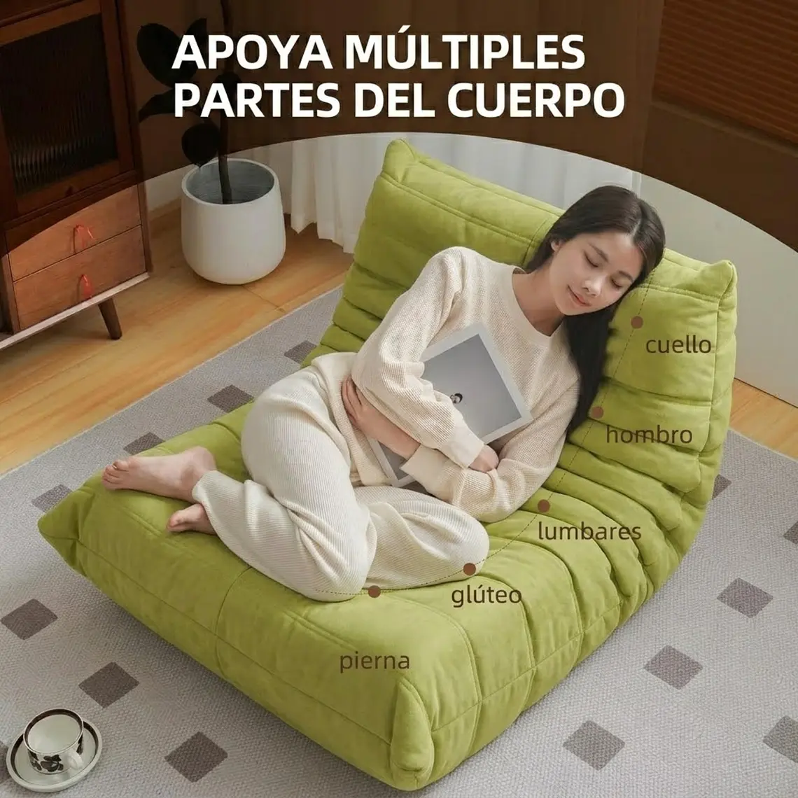 Silla De Piso Soporte Lumbar Sofá Tumbona Para Adultos 2