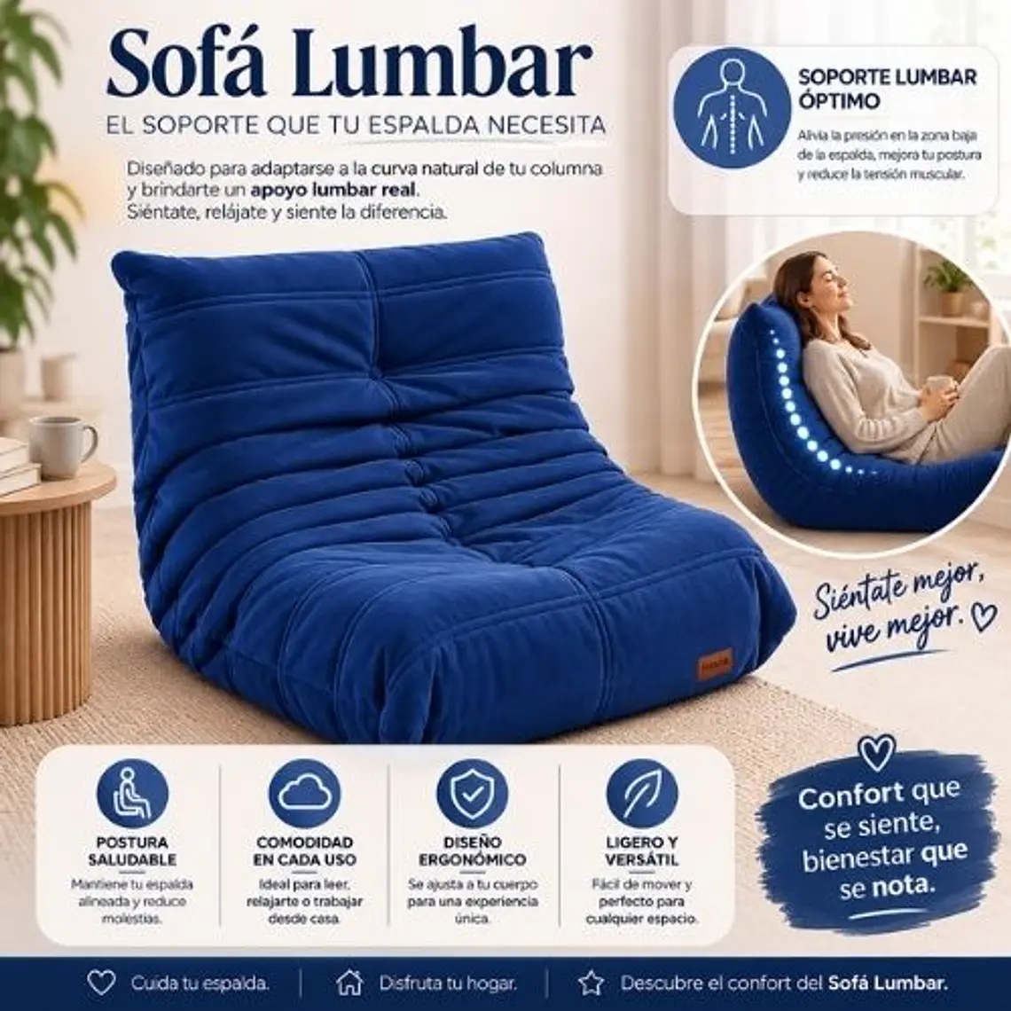 Sofá Puff Individual Tipo Togo Sillón Ergonómico 97x75cm 5