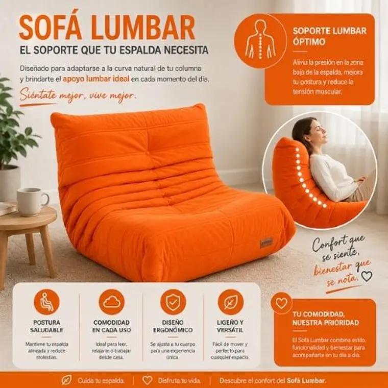 Sofá Puff Individual Tipo Togo Sillón Ergonómico 97x75cm 5