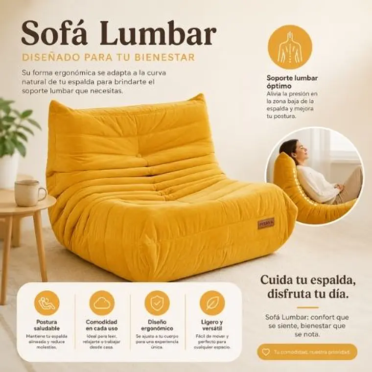 Sofá Puff Individual Tipo Togo Sillón Ergonómico 97x75cm 7