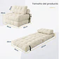 Silla Sofá Cama 187x85cm Puff Plegable Acolchada Hogar Beige - Miniatura 5