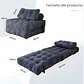 Silla Sofá Cama 187x85cm Puff Plegable Acolchada Hogar Gris - Miniatura 4