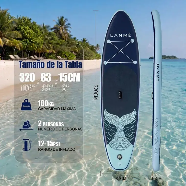 Tabla Paddle Surf Inflable LANME 320CMX83CM - Set Cola De Ballena 4