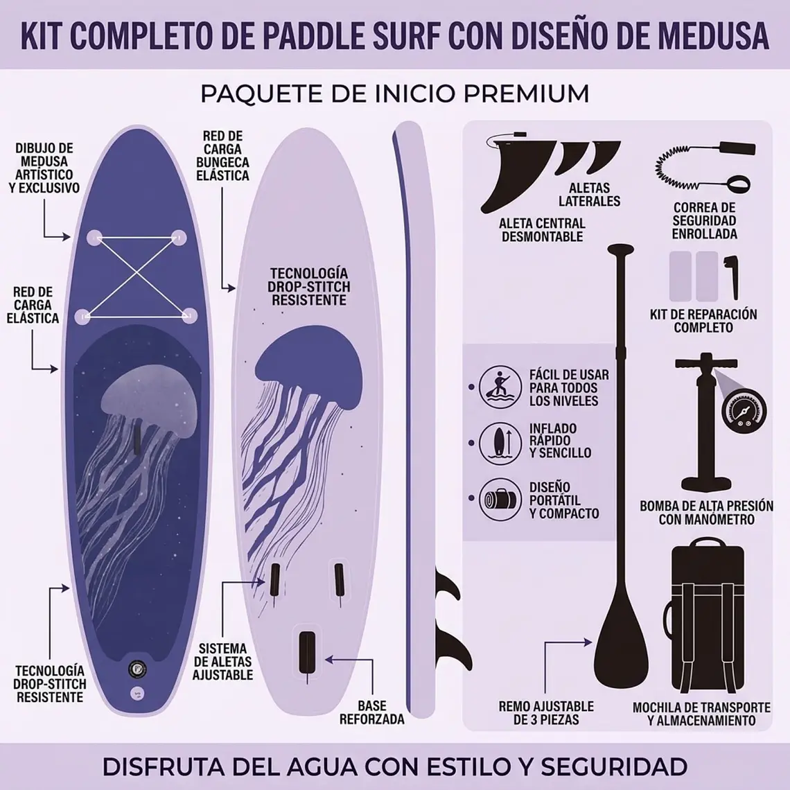 Tabla Paddle Surf LANME - Set De Medusa 7