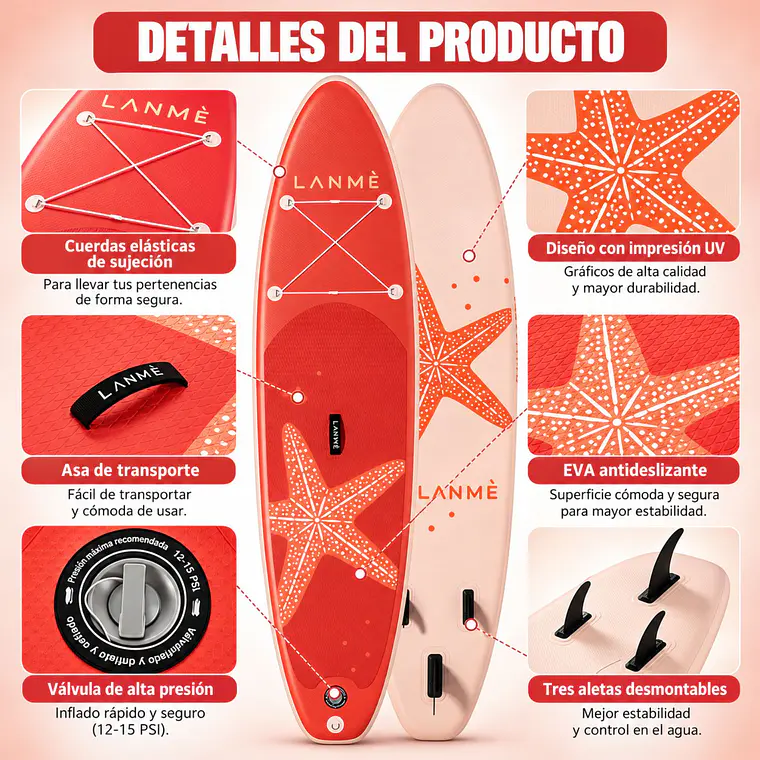 Tabla Paddle Surf Inflable LANME 320CMX83CM 4