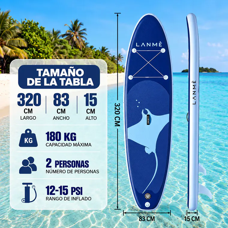 Tabla Paddle Surf LANME - Set De Mantaraya 4