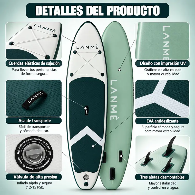 Tabla Paddle Surf LANME - Set De Surf Básico 6